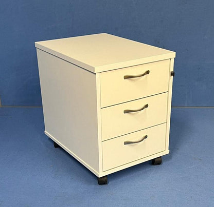 3 Drawer Under Desk Mobile Pedestal White (used)