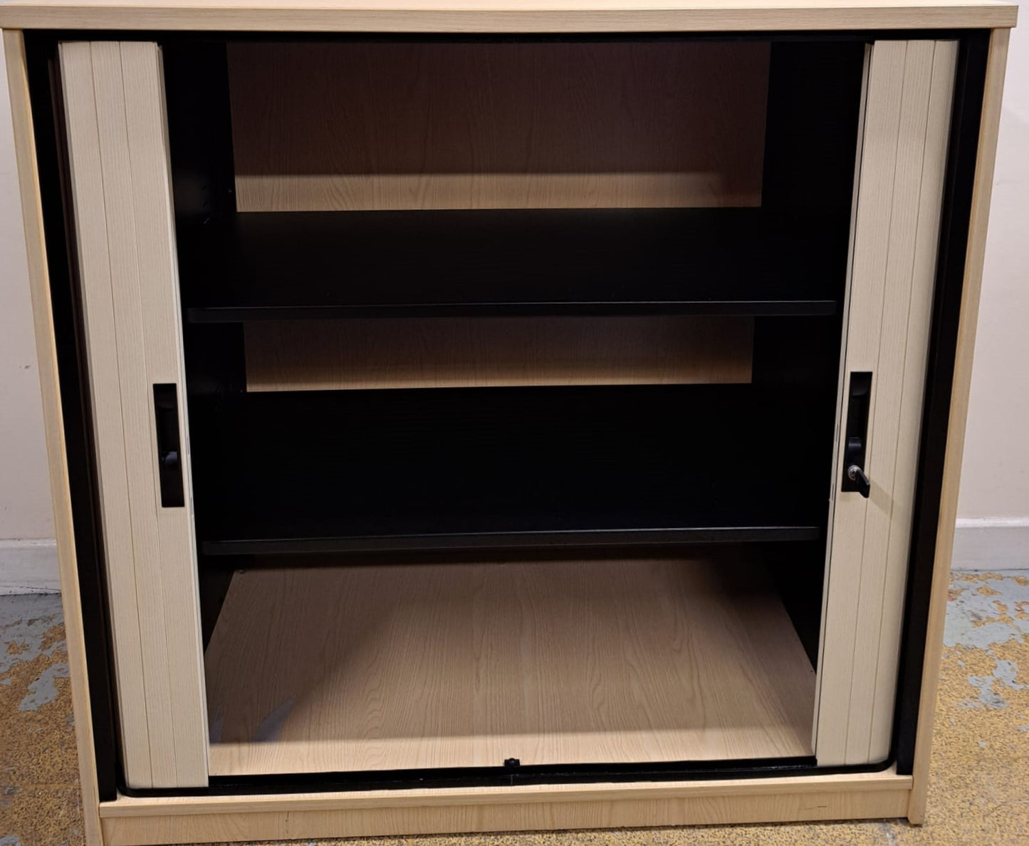 1050mm High Tambour Unit with 2 Shelves Maple (used)