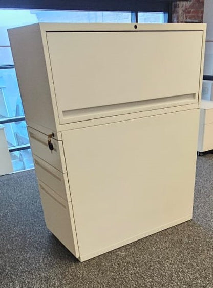 3 Drawer Desk High Metal Pedestal with Top Box Storage Unit White (used)