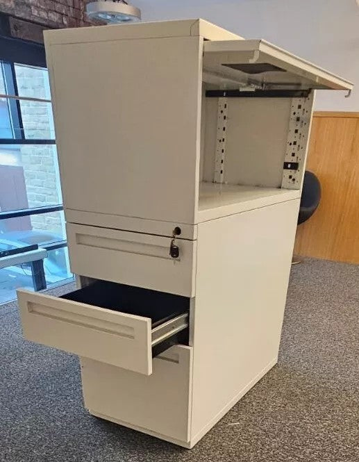 *SALE* 3 Drawer Desk High Metal Pedestal with Top Box Storage Unit White (used)