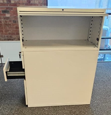 3 Drawer Desk High Metal Pedestal with Top Box Storage Unit White (used)