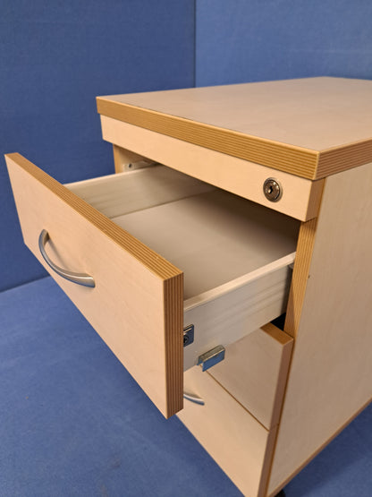 3 Drawer Under Desk Mobile Pedestal Maple (used)