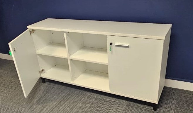 1600mm Wide 2 Door Credenza Unit with 1 Shelf White (used)