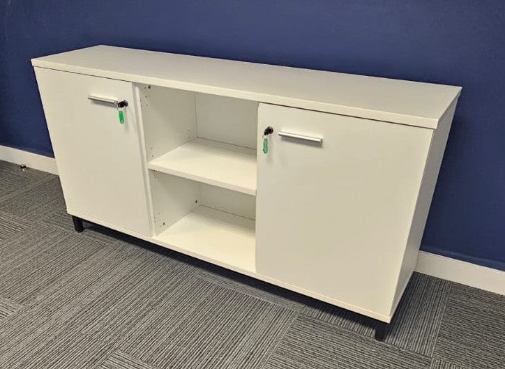 1600mm Wide 2 Door Credenza Unit with 1 Shelf White (used)