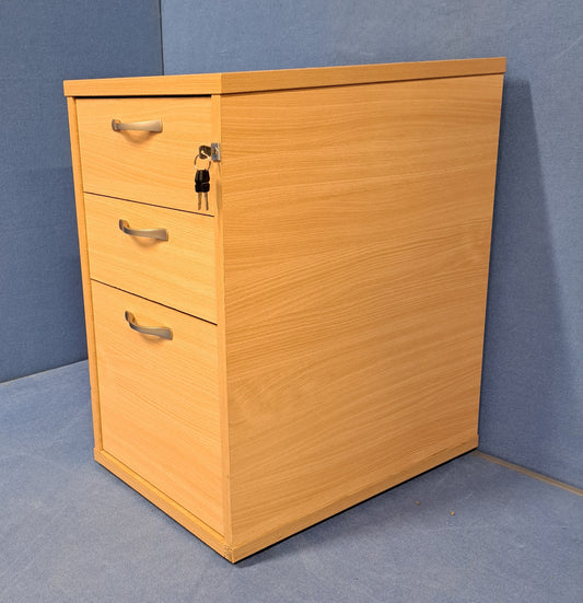 *SALE* 3 Drawer 600mm Desk High Pedestal Light Beech (used)
