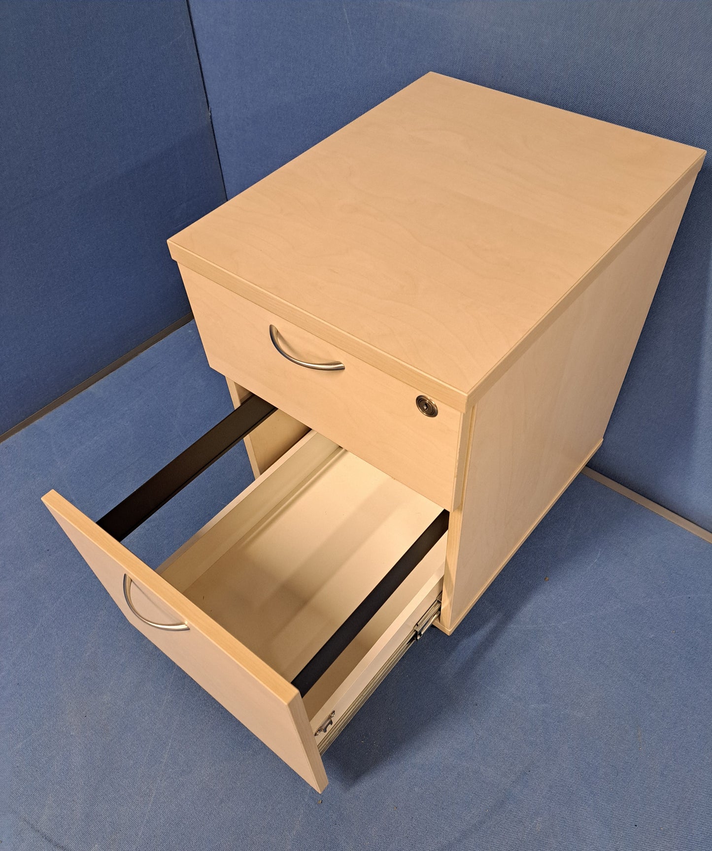 2 Drawer Under Desk Mobile Pedestal Maple (used)
