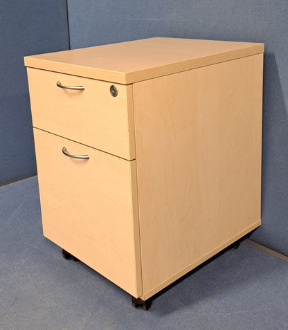 2 Drawer Under Desk Mobile Pedestal Maple (used)
