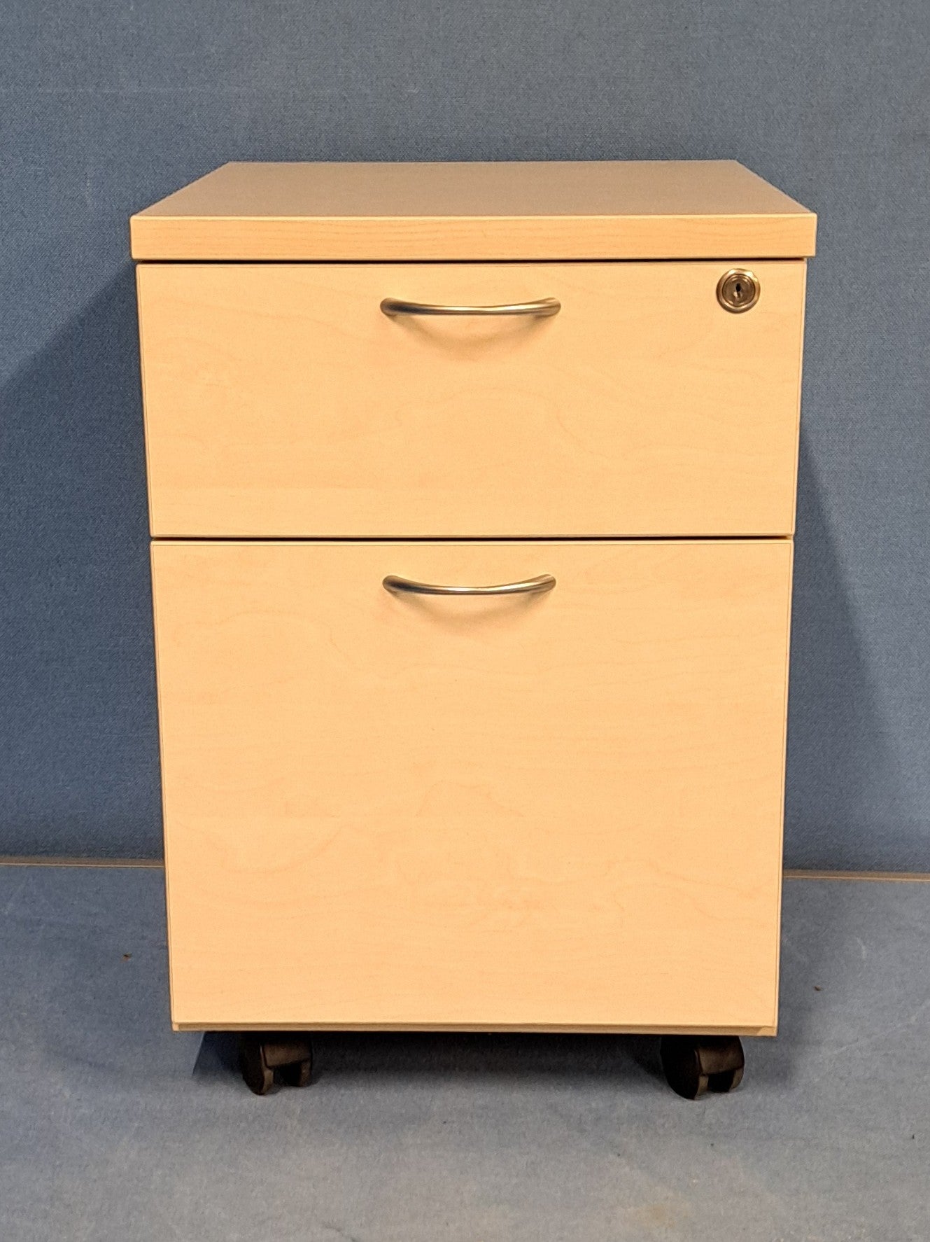 2 Drawer Under Desk Mobile Pedestal Maple (used)