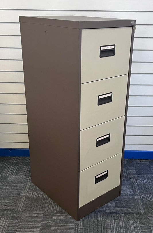 4 Drawer Steel Filing Cabinet Coffee / Cream (used)