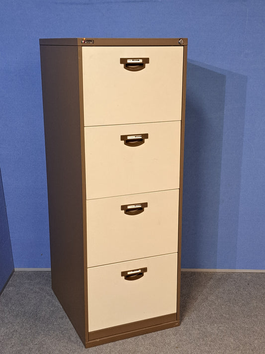 4 Drawer Steel Filing Cabinet Coffee / Cream (used)