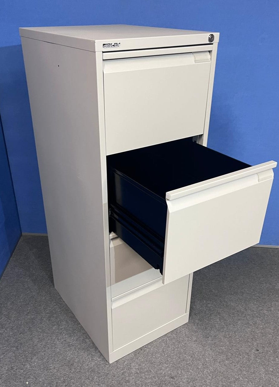Bisley 4 Drawer Steel Filing Cabinet Grey (used)