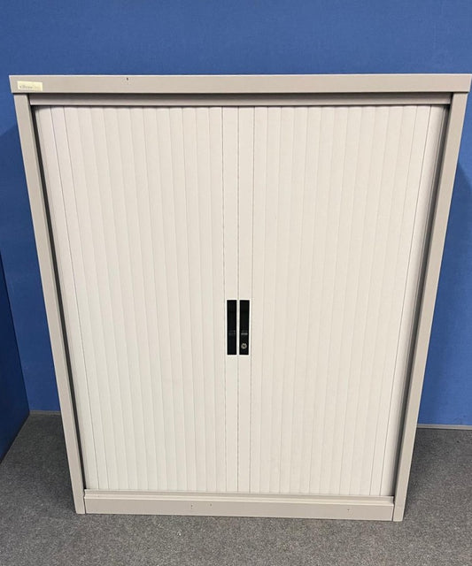 1200mm High Tambour with 2 Shelves Grey (used)