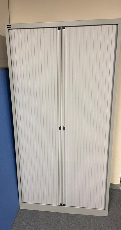 1970mm High Tambour with 4 Shelves Grey (used)