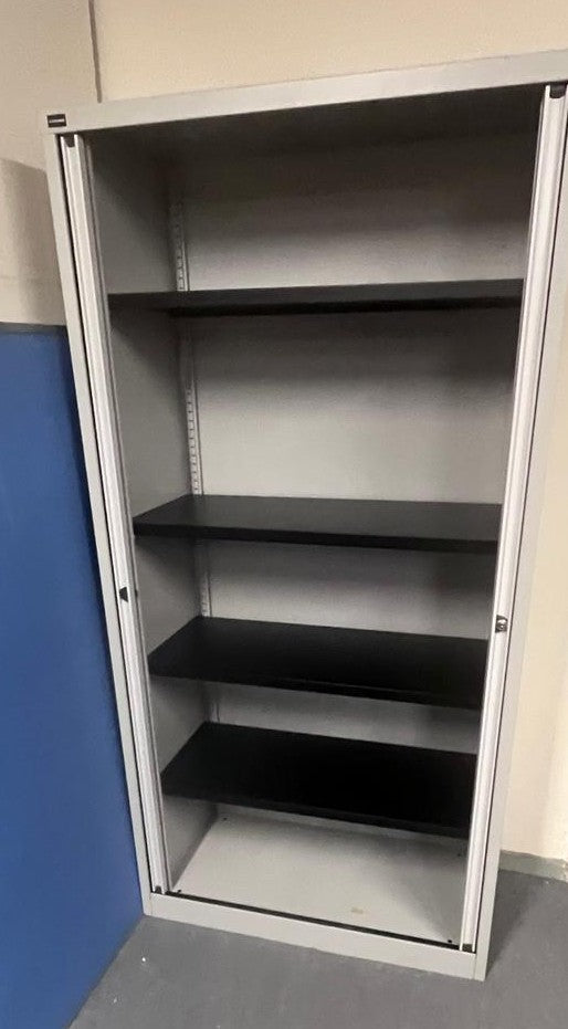 1970mm High Tambour with 4 Shelves Grey (used)