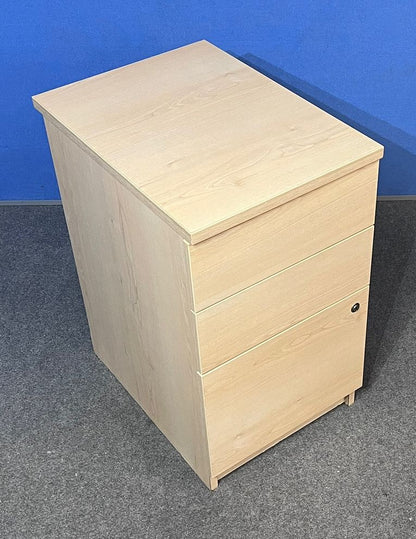 3 Drawer Desk High Pedestal Maple (used)