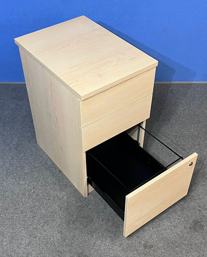 3 Drawer Desk High Pedestal Maple (used)