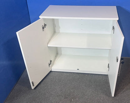 1200mm Wide, Desk High Cupboard with 2 Shelves White (used)