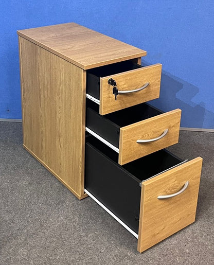 3 Drawer Slim Mobile Pedestal Oak (used)