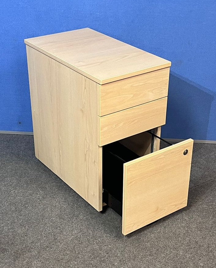 3 Drawer Slim Mobile Pedestal Maple (used)