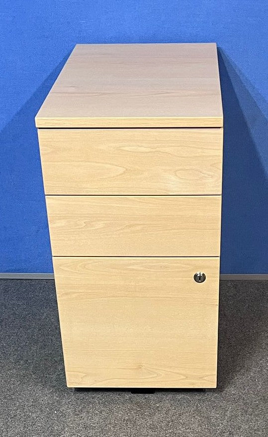 3 Drawer Slim Mobile Pedestal Maple (used)