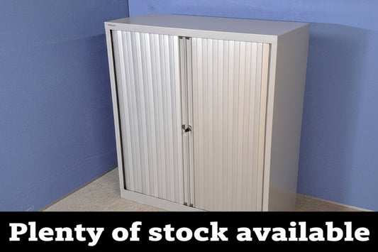 1340mm High Metal Tambour Unit with 3 Shelves Grey (used)