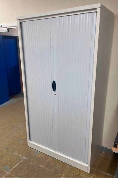 2200mm High Metal Tambour Unit with 5 Shelves White (used)