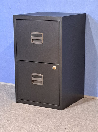 2 Drawer Steel Filing Cabinet Black (used)