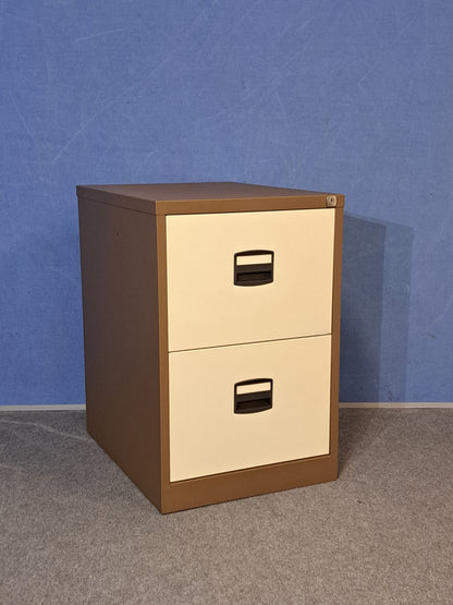 2 Drawer Steel Filing Cabinet Coffee / Cream (used)