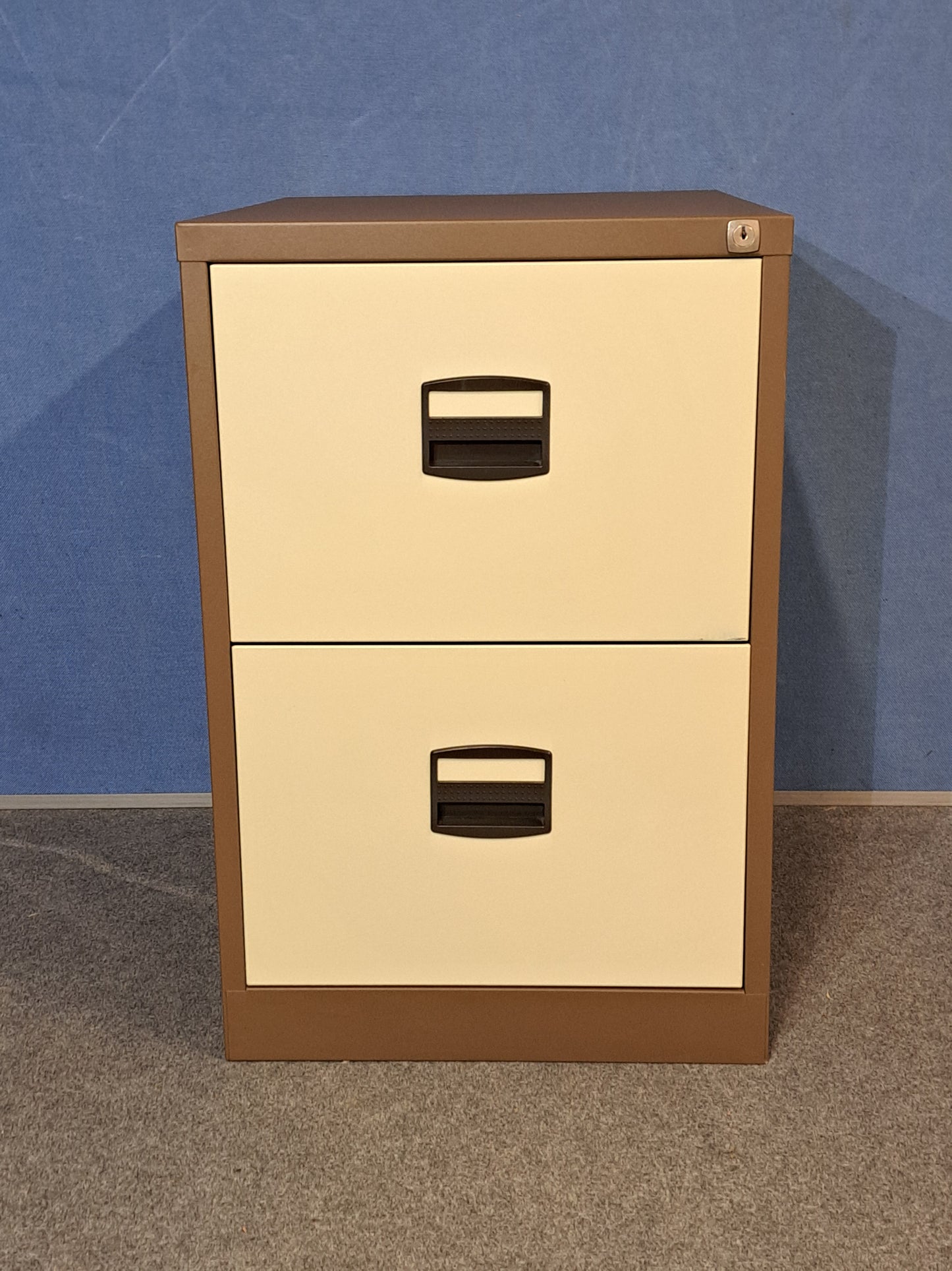 2 Drawer Steel Filing Cabinet Coffee / Cream (used)