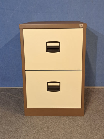2 Drawer Steel Filing Cabinet Coffee / Cream (used)