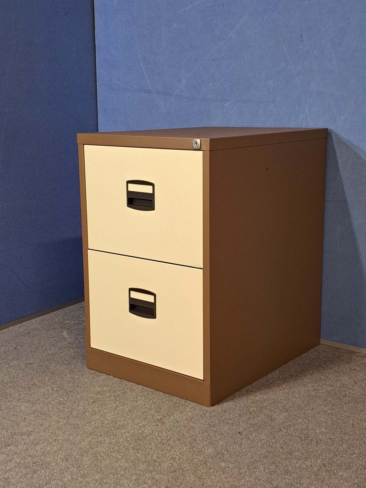 2 Drawer Steel Filing Cabinet Coffee / Cream (used)