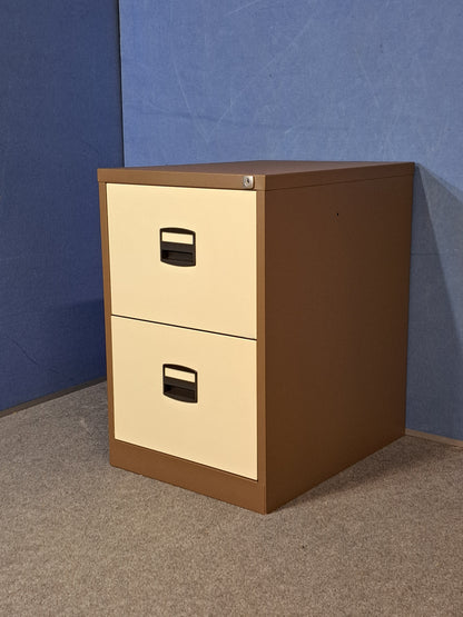 2 Drawer Steel Filing Cabinet Coffee / Cream (used)