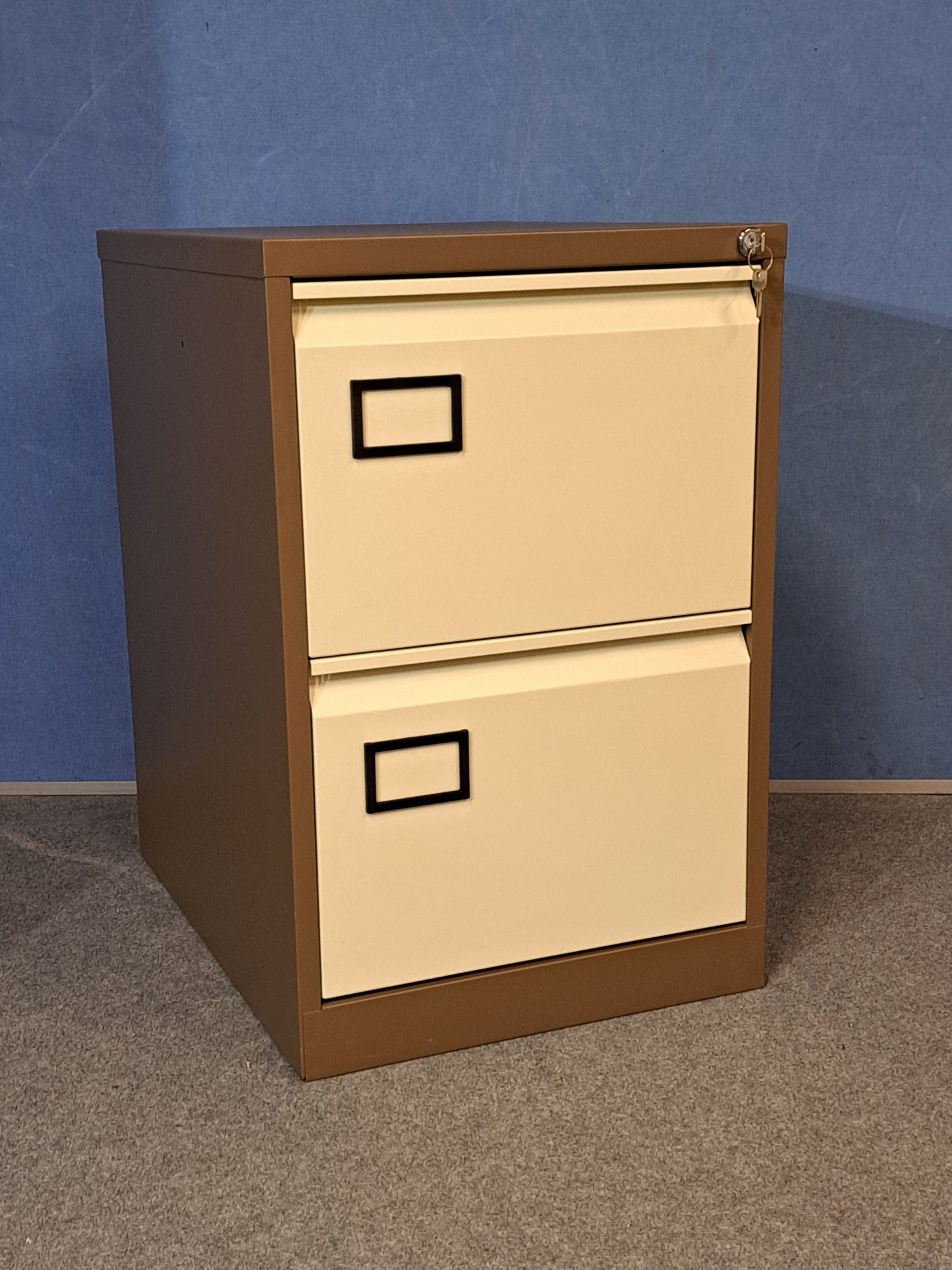 2 Drawer Steel Filing Cabinet Coffee / Cream (used)