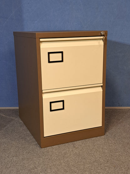 2 Drawer Steel Filing Cabinet Coffee / Cream (used)