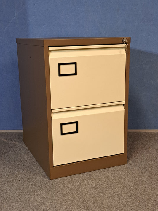 2 Drawer Steel Filing Cabinet Coffee / Cream (used)