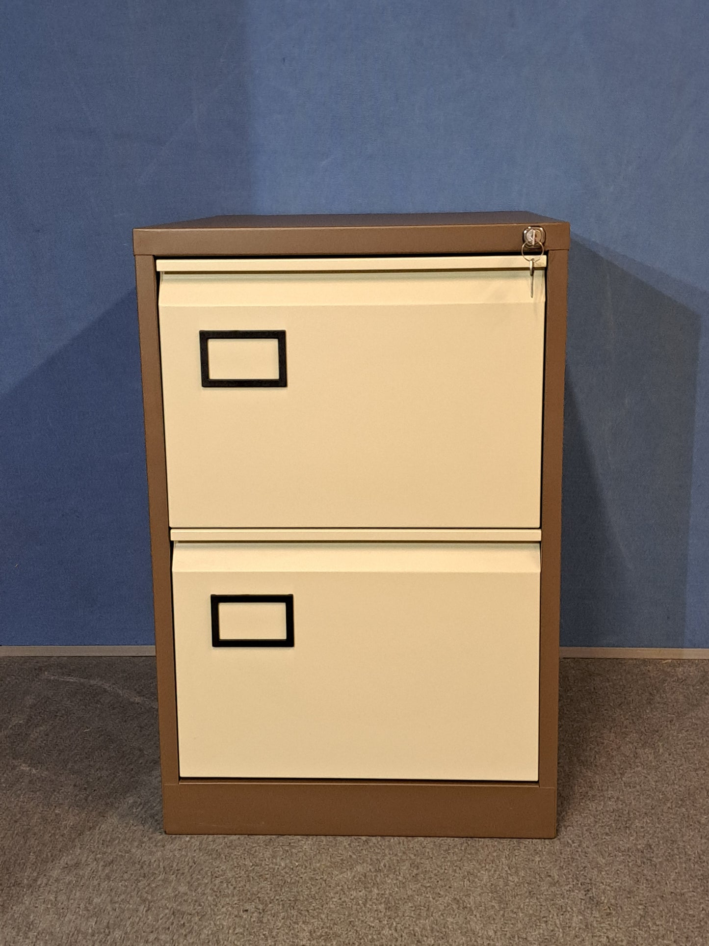 2 Drawer Steel Filing Cabinet Coffee / Cream (used)