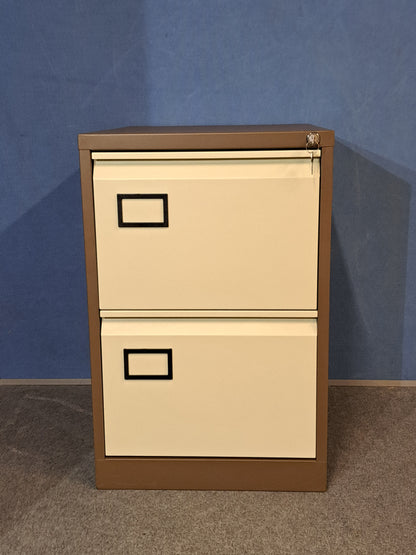 2 Drawer Steel Filing Cabinet Coffee / Cream (used)