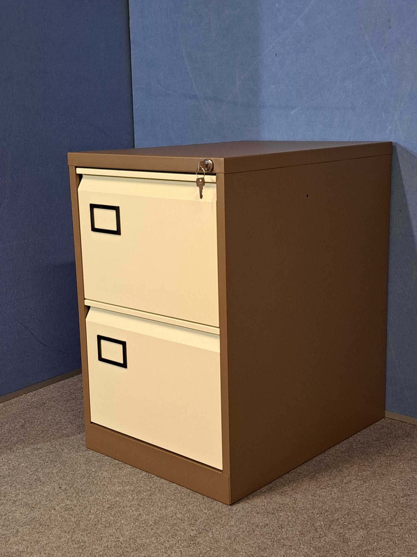 2 Drawer Steel Filing Cabinet Coffee / Cream (used)