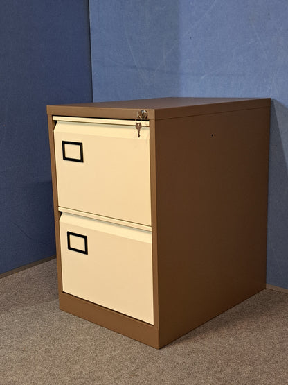 2 Drawer Steel Filing Cabinet Coffee / Cream (used)