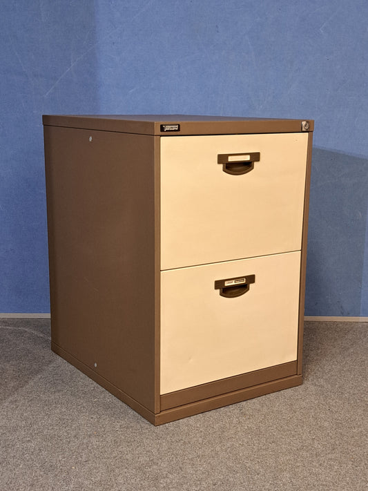 2 Drawer Steel Filing Cabinet Coffee / Cream (used)