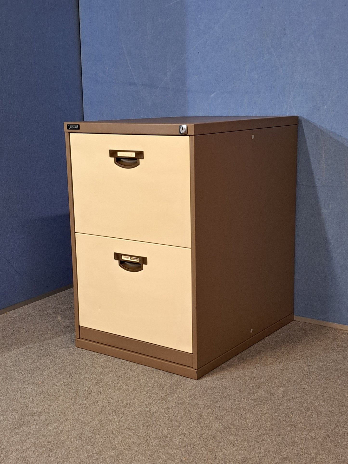 2 Drawer Steel Filing Cabinet Coffee / Cream (used)