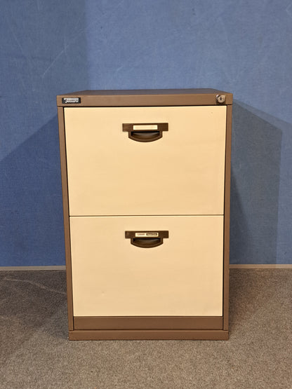 2 Drawer Steel Filing Cabinet Coffee / Cream (used)