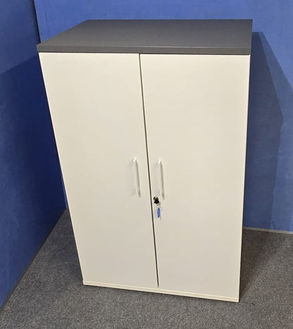 1256mm Cupboard with 2 Shelves White with Grey Top (used)