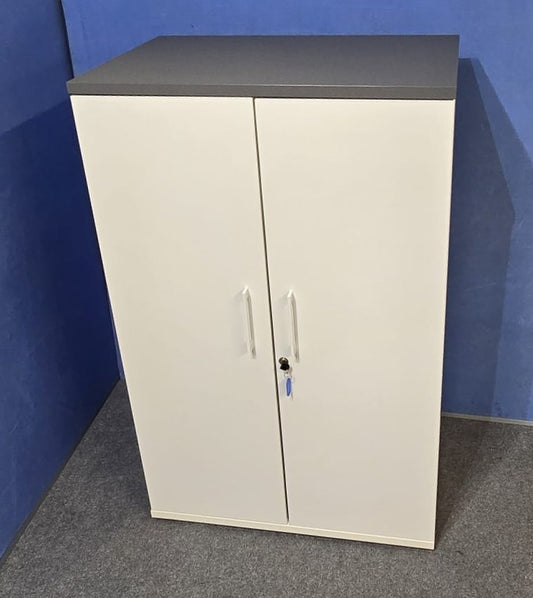 1256mm Cupboard with 2 Shelves White with Grey Top (used)