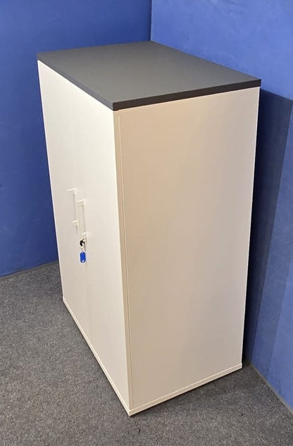 1256mm Cupboard with 2 Shelves White with Grey Top (used)