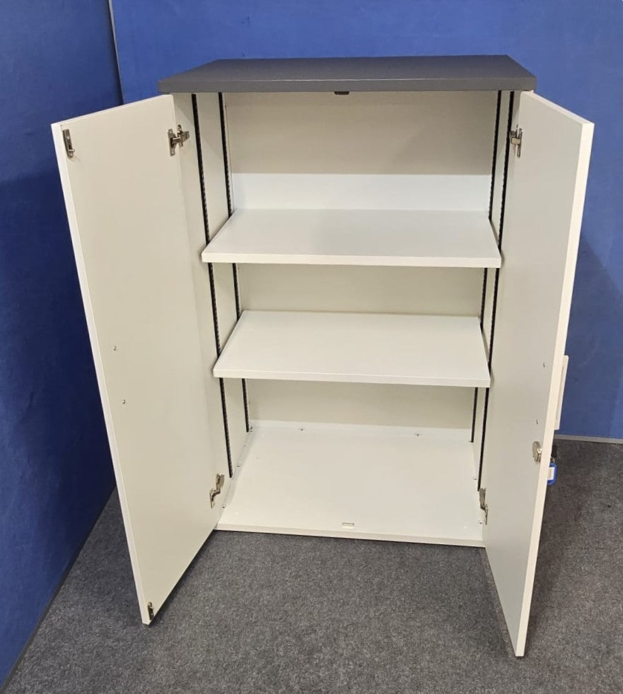 1256mm Cupboard with 2 Shelves White with Grey Top (used)