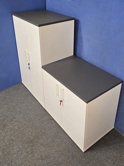 1256mm Cupboard with 2 Shelves White with Grey Top (used)
