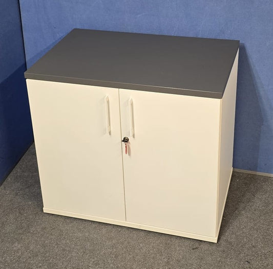 Desk High Cupboard with 1 Shelf White with Grey Top (used)