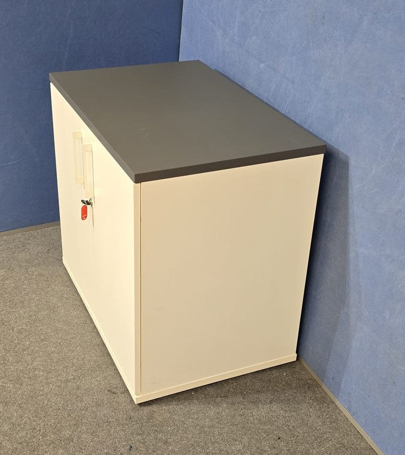 Desk High Cupboard with 1 Shelf White with Grey Top (used)