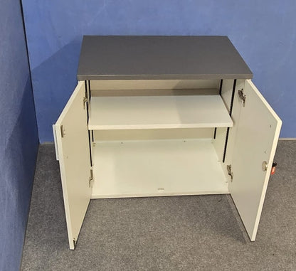 Desk High Cupboard with 1 Shelf White with Grey Top (used)